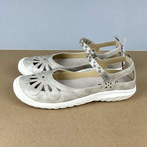 Jambu Shoes - Jambu Wildflower Encore Vegan Leather Sandals Womens 8 Wide Beige Adjustable